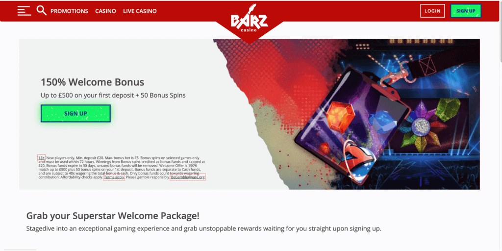 barz casino free spins