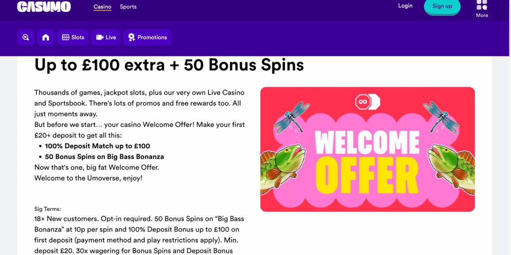 casumo 50 free spins