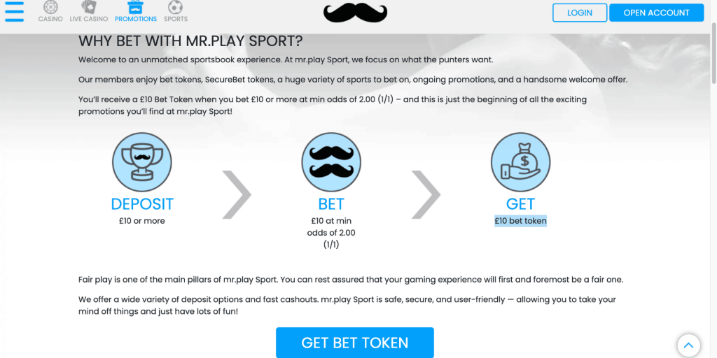 mr play bet 10 get £10 bet token