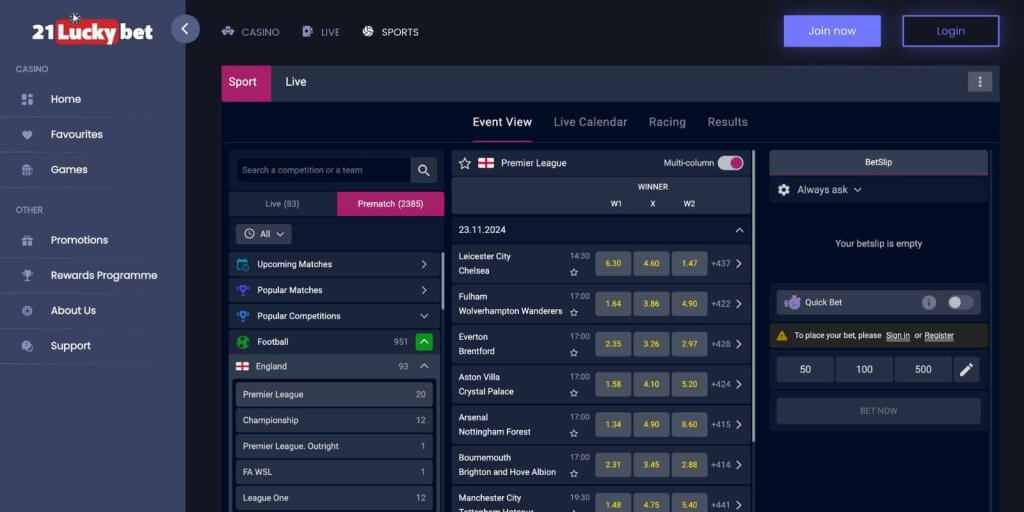 21luckybet casino popular matches