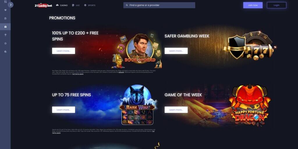21luckybet casino promotions