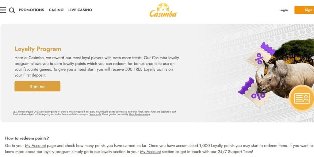 Casimba Casino Loyalty Program