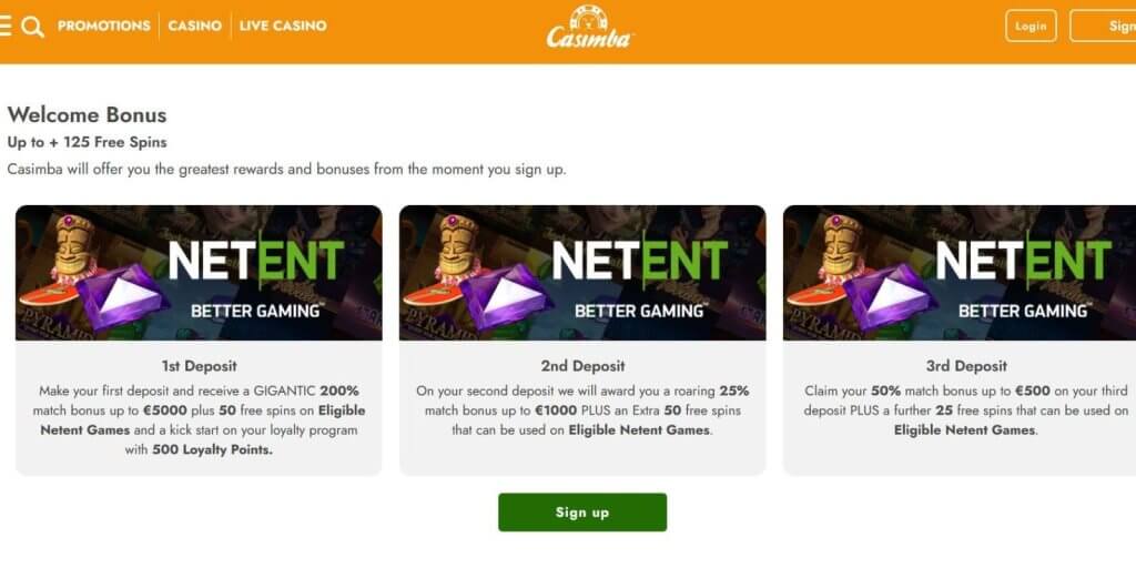 Casimba Casino Welcome Bonus