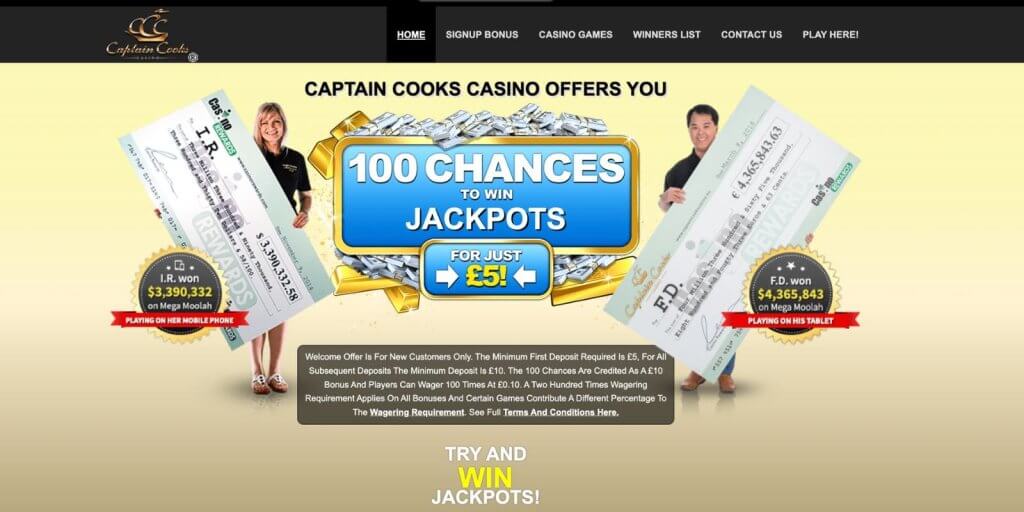 Captain Cooks Casino welcome bonus