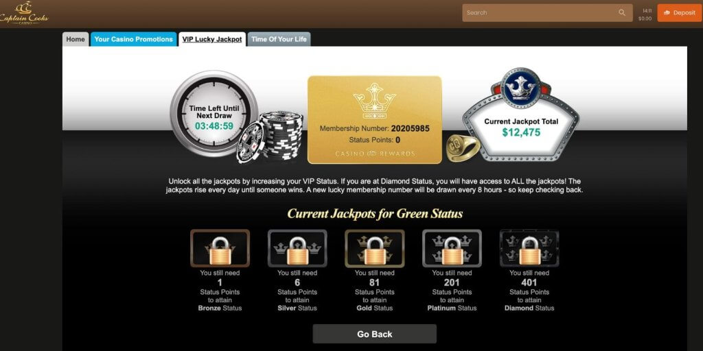 Captain Cooks Casino Jackpots