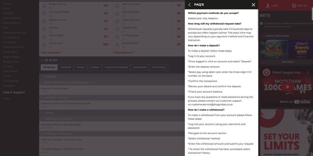 dragonbet casino review payment methods