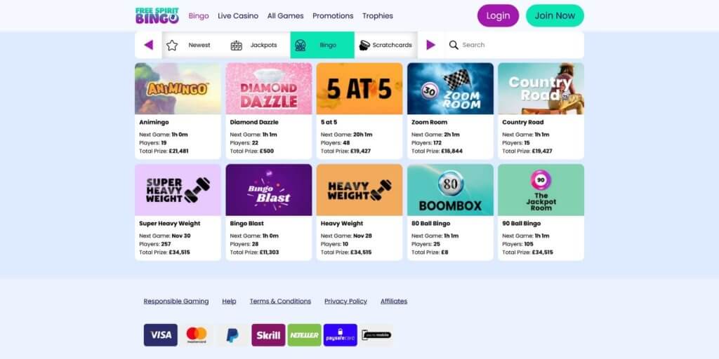 free spirit bingo casino games
