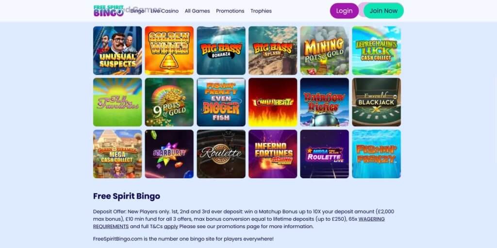 free spirit bingo casino popular games