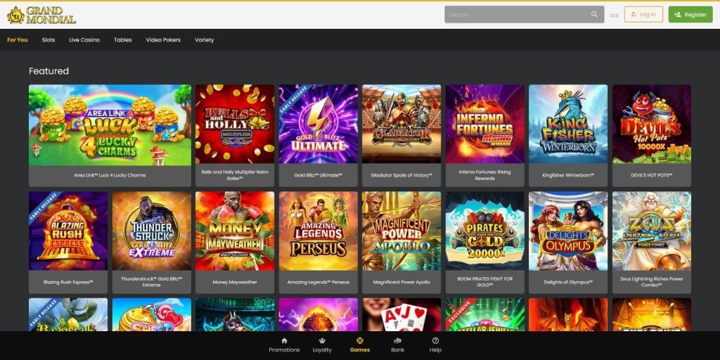 grand mondial casino featured games