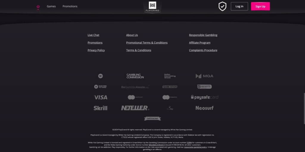 playgrand casino payment methods
