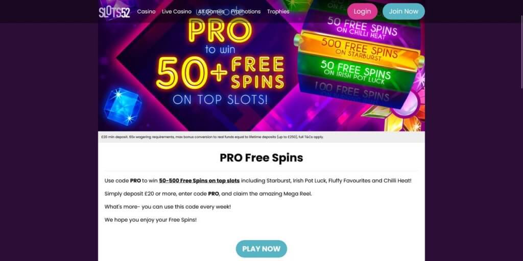 slots 52 casino pro free spins