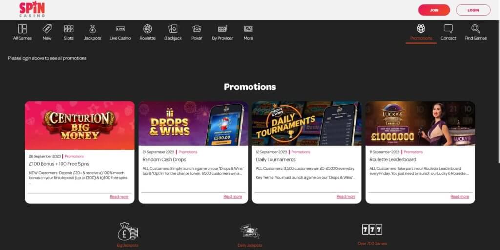 spin casino promotions
