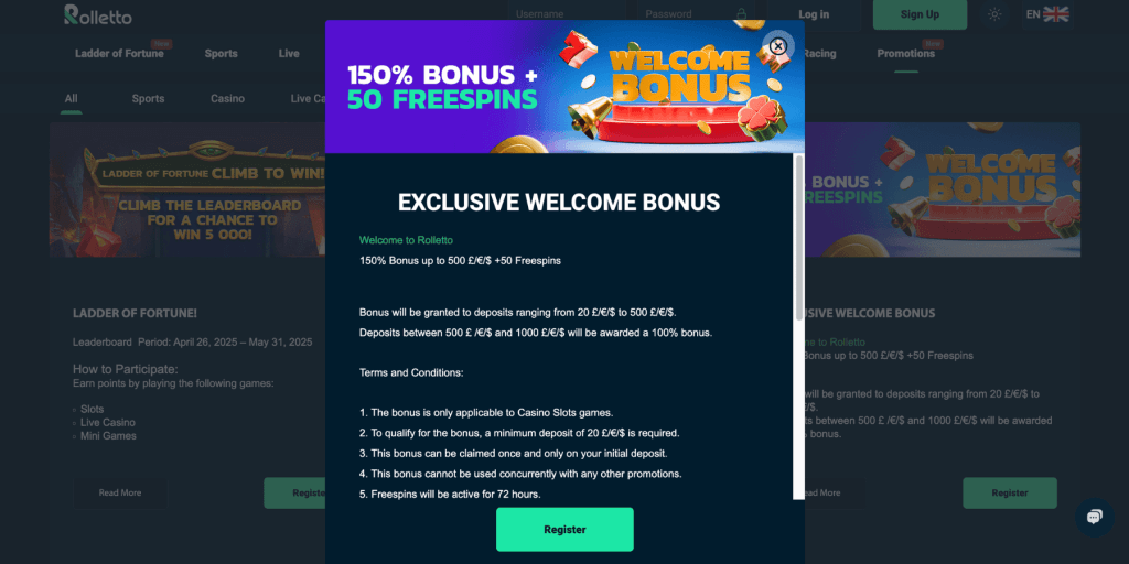 rolletto casino free spins